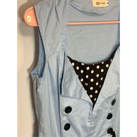Killreal Women's Polka Dots Knee Length Sleeveless Swing Dress Blue Size Medium - Picture 4 of 10